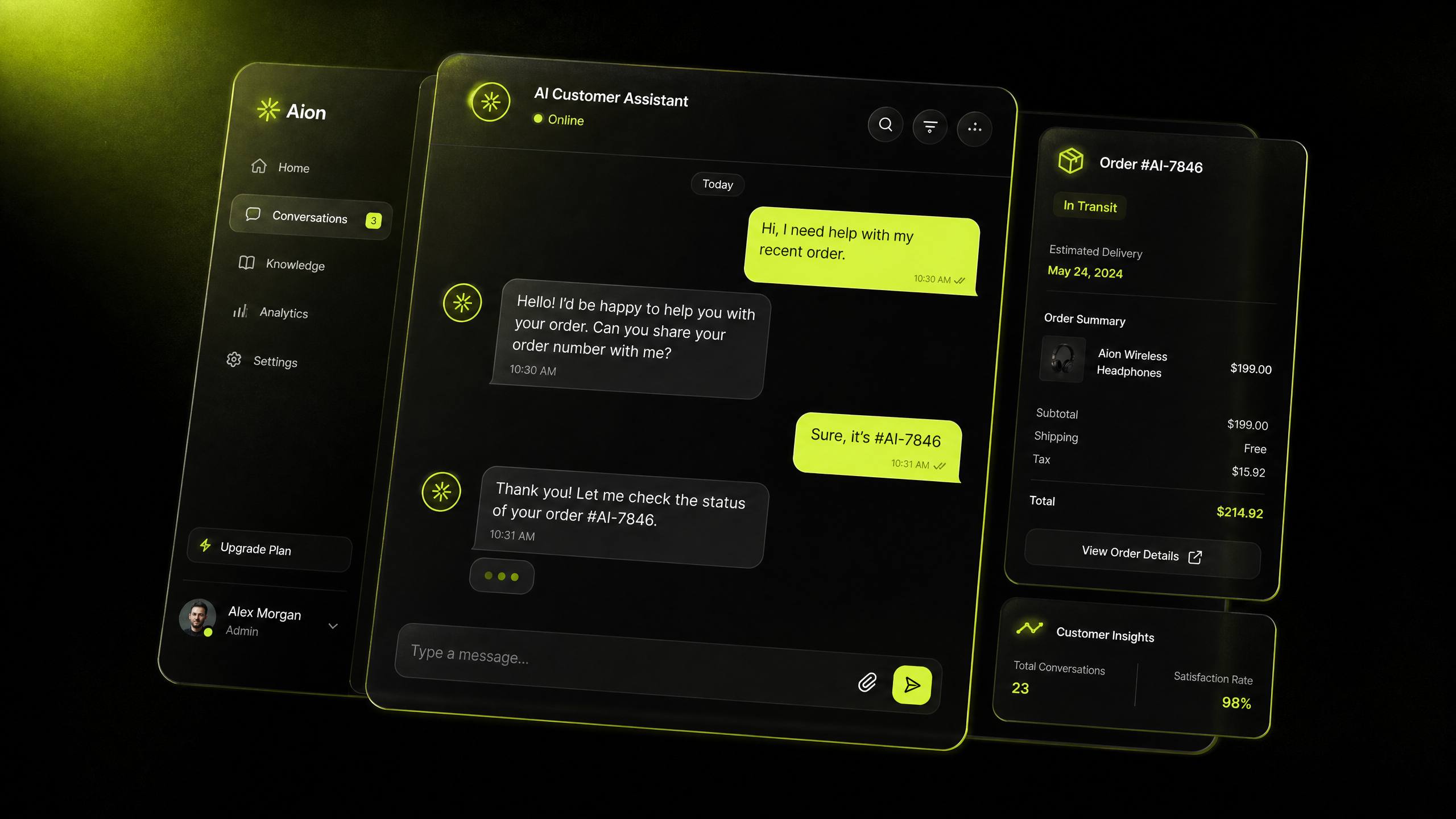 AI customer service chatbot interface